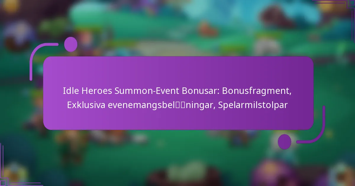 Idle Heroes Summon-Event Bonusar: Bonusfragment, Exklusiva evenemangsbelöningar, Spelarmilstolpar