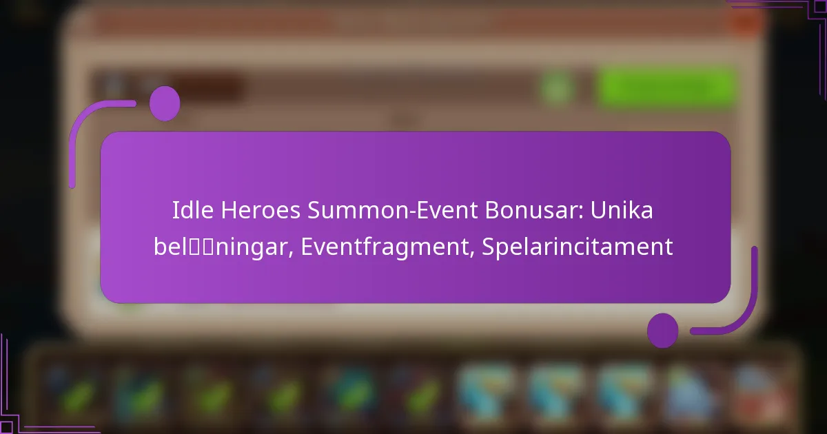 Idle Heroes Summon-Event Bonusar: Unika belöningar, Eventfragment, Spelarincitament